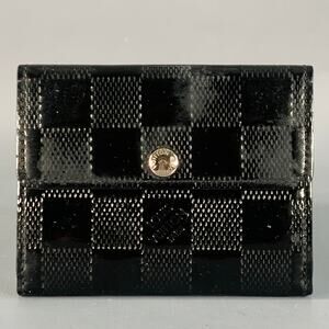LOUIS VUITTON Black Damier Embossed Patent Leather Wallet